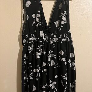 Elegant Black and White Floral Dress